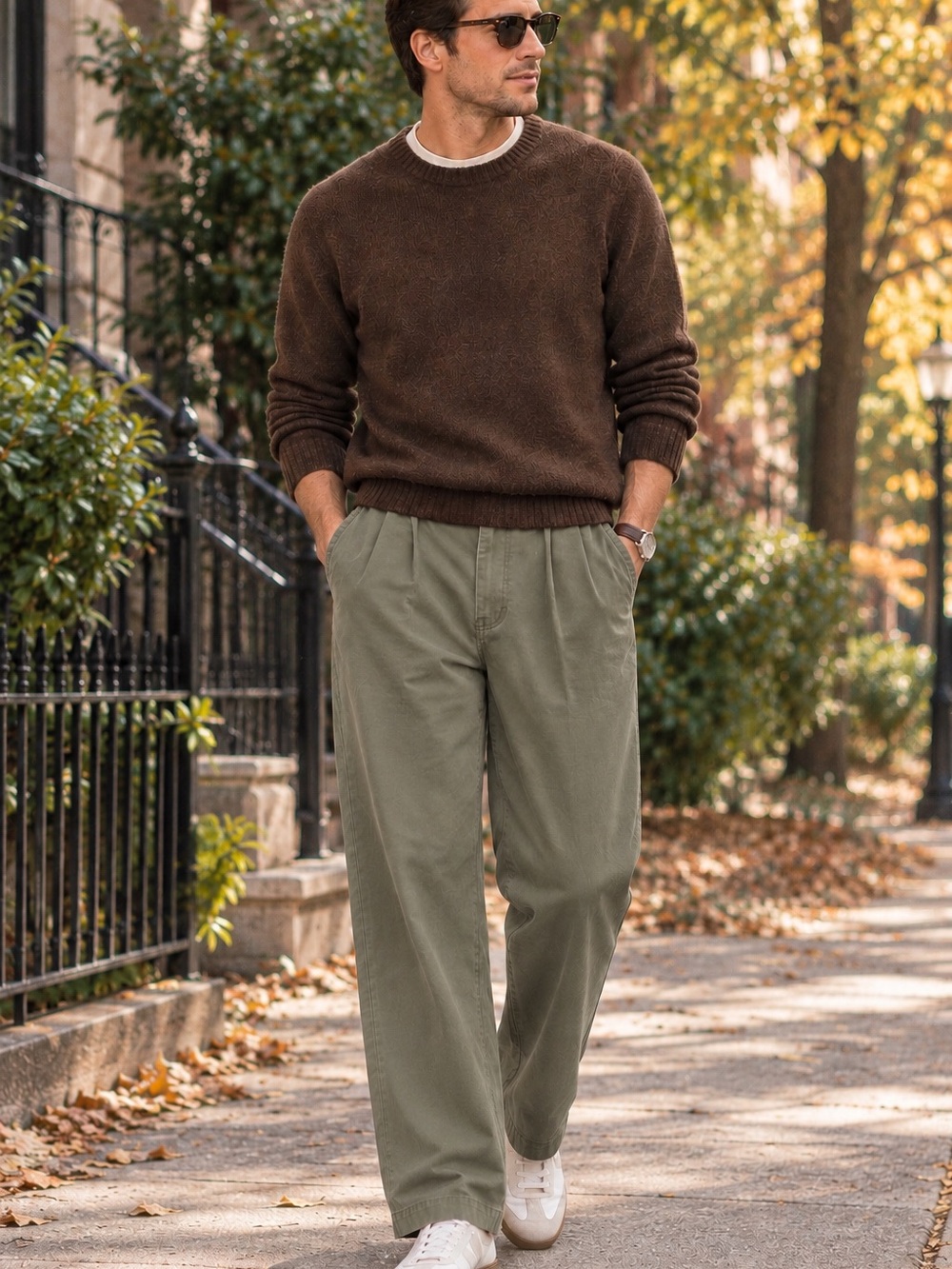 Vintage Ralph Lauren Andrew Pants Mens Olive Green Pleated Chino Classic (Flaws)